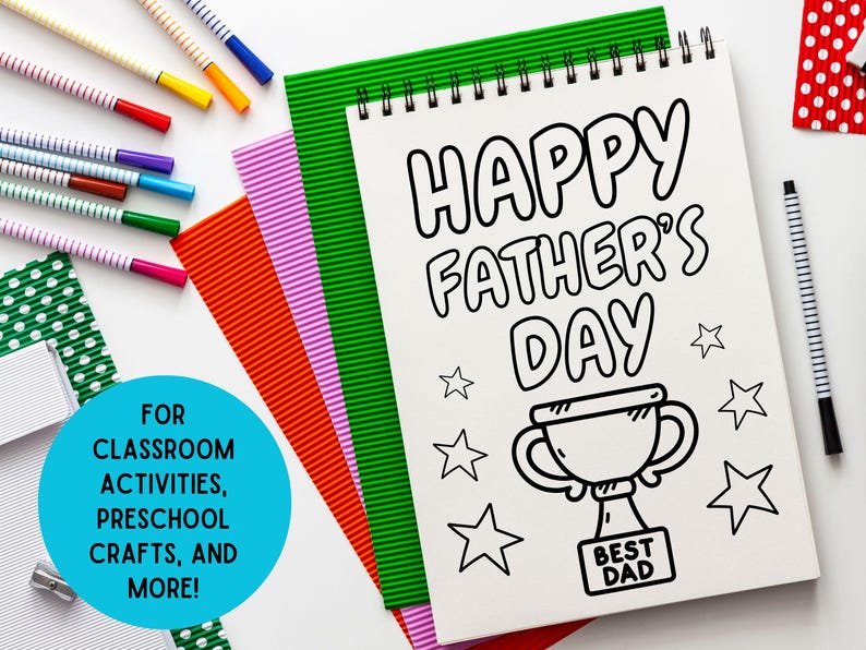 Father's Day Coloring, Coloring Gift for Dad, Preschool Father's Day Craft, Father's Day Activity, DIY Gift for Dad, Father's Day Puns image 6