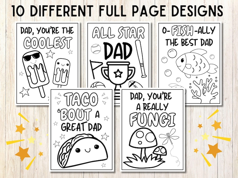 Father's Day Coloring, Coloring Gift for Dad, Preschool Father's Day Craft, Father's Day Activity, DIY Gift for Dad, Father's Day Puns image 2