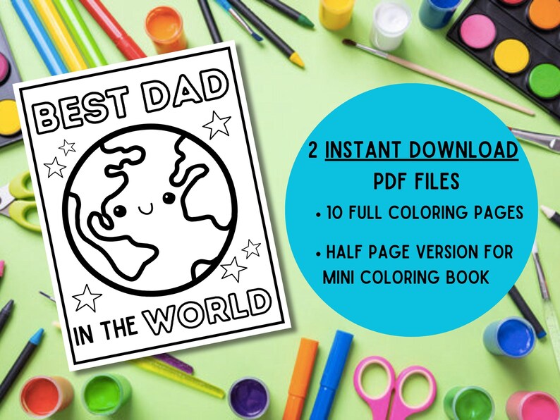 Father's Day Coloring, Coloring Gift for Dad, Preschool Father's Day Craft, Father's Day Activity, DIY Gift for Dad, Father's Day Puns image 7