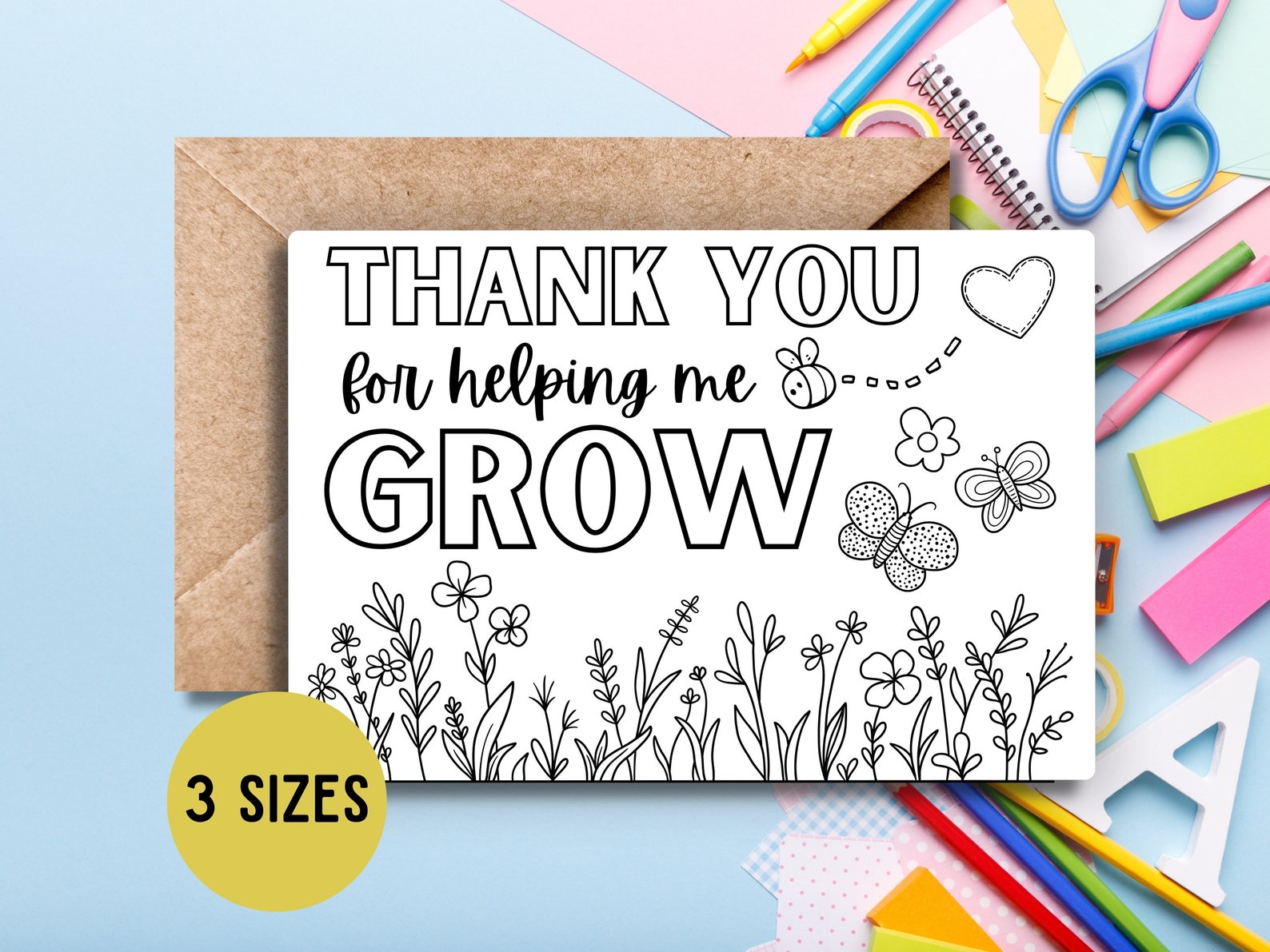 Teacher Appreciation Thank You, Teacher Coloring Card, Coloring Teacher ...