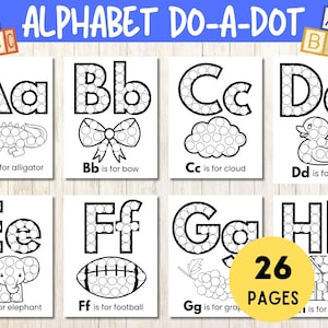 Alfabeto Do A Dot, Letras con marcadores de puntos, Actividad de motricidad fina para niños pequeños, Práctica de letras Montessori, Hojas de trabajo del alfabeto, Motricidad fina para preescolar