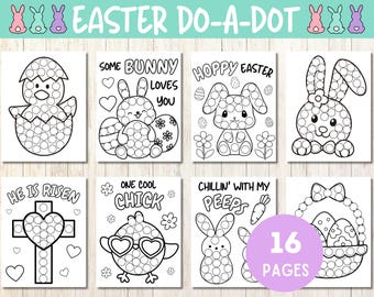 Easter Dot Marker Pages, Toddler Fine Motor Activity, Montessori Easter, Do-a-Dot Craft, Preschool Easter Printable, Easter Toddler Activity