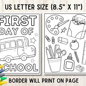 Back to School Coloring Pages, First Day of School Coloring, Student ...