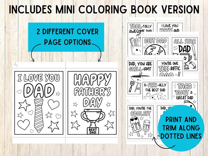 Father's Day Coloring, Coloring Gift for Dad, Preschool Father's Day Craft, Father's Day Activity, DIY Gift for Dad, Father's Day Puns image 4