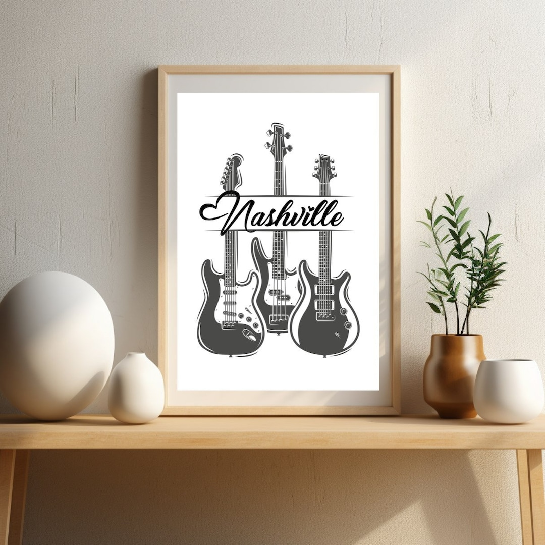 Nashville Triple Guitars Digital Wall Art - Instant Download - 18x24 ...