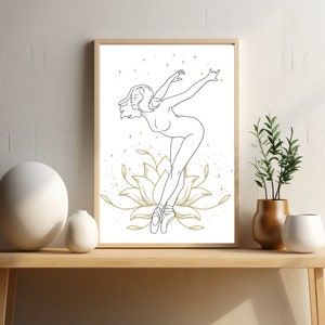 Danse enchanteresse du lotus : fée sur une fleur qui s'épanouit - Art mural numérique (18 x 24)