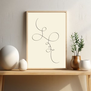 Minimalist Line Art Digital Download | Light Beige Abstract Wall Art Print 8.5x11 | Modern Winding Lines Home Decor