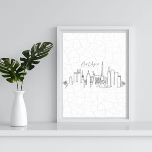 Impresión de arte lineal del horizonte de Las Vegas, decoración minimalista de paisaje urbano, regalo moderno para el hogar y la oficina, obra de arte de descarga instantánea