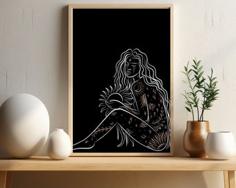Celestial Tarot Goddess Digital Wall Art - 18x24 Poster Size