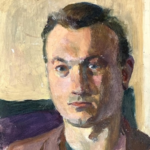 Retrato de un hombre con camisa Pintura al óleo original