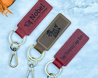 Custom University Logo Leather Keychain - Personalized College Keychain for Alumni - School Spirit Accessories Alumni Gift