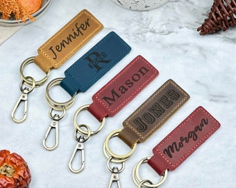 Custom LEATHER KEYCHAIN, Coordinates Key Chain, Anniversary Date Engraved, Birthday, Location, Company Name, Key FOB, Personalized Gift, 4 U