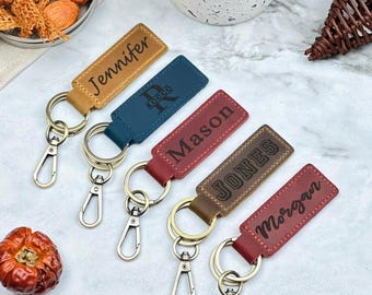 Personalized Leather Keychain - Personalized Engraved Leather Keychain Gift for Men & Women