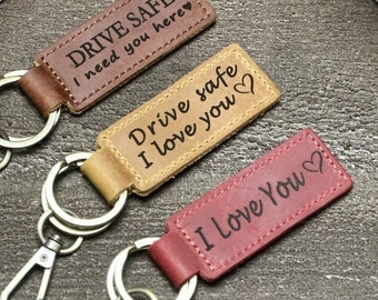 Personalized Mens Leather Keychain with Key rings,Leather Tag Keychain,Engraved key chain,Valentines Gifts for Him,Anniversary Gifts for Him