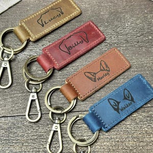 Custom Dog Owner Gift Ideas, Dog Gift, Genuine Leather Keyring, Leather Keychain, Pet Portrait,Dog Owner, Dog Mom, Dog Dad, Custom Pet Photo