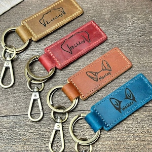 Idées cadeaux personnalisées pour propriétaires de chien, Cadeau chien, Porte-clés en cuir véritable, Porte-clés en cuir, Portrait d'animal de compagnie, Propriétaire de chien, Maman de chien, Papa de chien, Photo personnalisée d'animal de compagnie