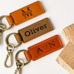 Personalized Leather Keychain, Custom Engraved Keychain, Anniversary Gift for Him, Husband Gift, Boyfriend Gift, Leather Key Ring image 5