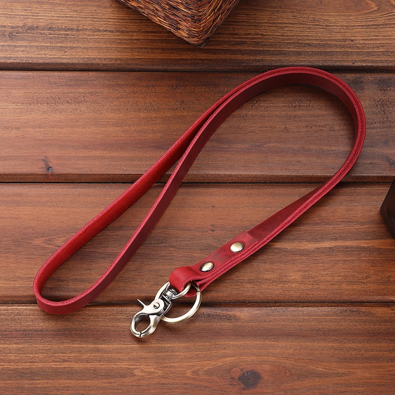 Personalized Leather Lanyard | Custom Engraved ID Badge Holder Keychain ...