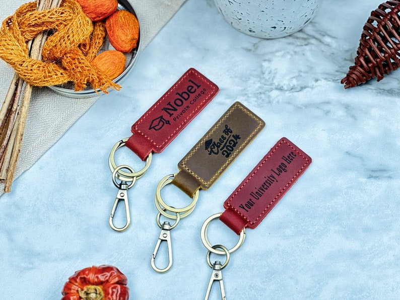 Custom University Logo Leather Keychain, College Sport Team Fob ...