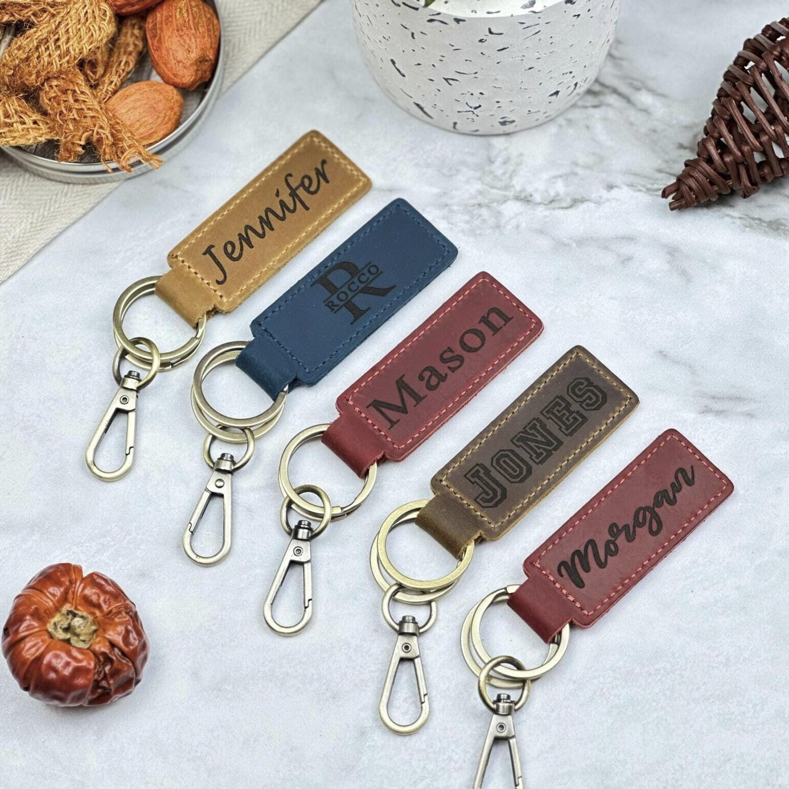 SELOVO Initial Letter L Keychain - Stamped Charm Key Ring For Backpacks, Bags, Gift