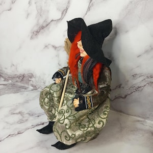 Halloween witch  doll handmade Buy Baba Yaga kitchen witch doll shelf sitters Art Housewarming Gift Polymer clay doll Interior Gift Handmade