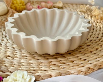 Hand Crafted Ruffle Bowl, Vintage Candle Bowl, House Warming Wedding Gift, Decorative Flower Bowl