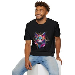 Cat Unisex Softstyle T-Shirt, Cat Shirt, Forest Camping Cat Shirt, Wildlife Shirt, Nature Lover Shirt, Gift for Hunter, Cute Cat Tee