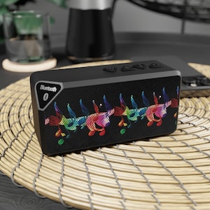 Music Notes Outdoor Bluetooth Speaker - Waterproof Black Speaker - Portable Music Player for Camping, Hiking, and Beach