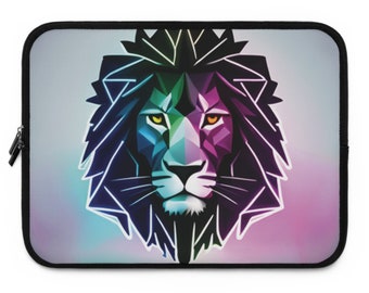 Lion Face Laptop Sleeve: Neoprene, Water-Resistant