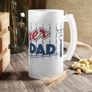 Super Dad Frosted Beer Mug - Personalized Father’s Day Gift, Dad’s Craft Beer Mug, Gift for Him, Christmas Stocking Stuffer, Custom Beer Cup