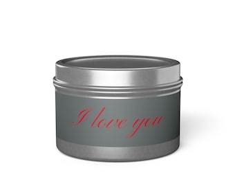 Vela "Te amo": Vela de aromaterapia en lata con cera de soja y coco