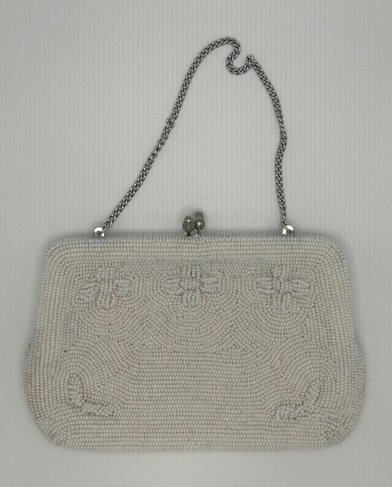 Vintage White Beaded Hand Bag