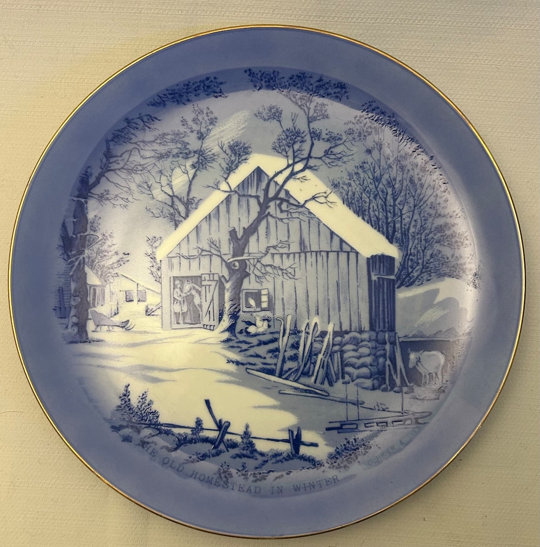 Currier and Ives the Old Homestead in Winter Plate - Etsy