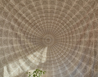 Ayurpark White and Gold Mandala Tapestry – Premium Tapestry from India for Living Room, Bedroom and Yoga Room