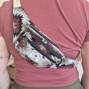 Cotton fanny pack with 4 compartments - belt bag, hip bag, crossbody bag, chest bag, shoulder bag, travel bag for women and men.