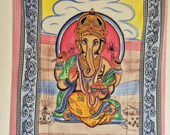 Colorful Ganesha Tapestry – Boho Wall Hanging made of Cotton – Decoration for Living Room & Bedroom.