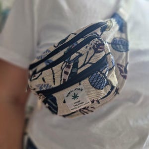 Cotton bum bag with 4 compartments: chest bag, hip bag, crossbody bag, shoulder bag, travel bag, party bag, belt bag."