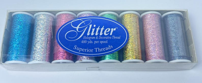 Glittered Thread Assorted Colors Glitter Hologram Decorative Thread Superior Threads 8 ...