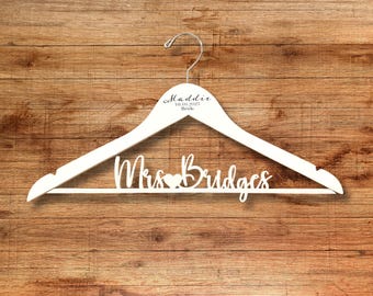 Custom Engraved White Wedding Dress Hanger