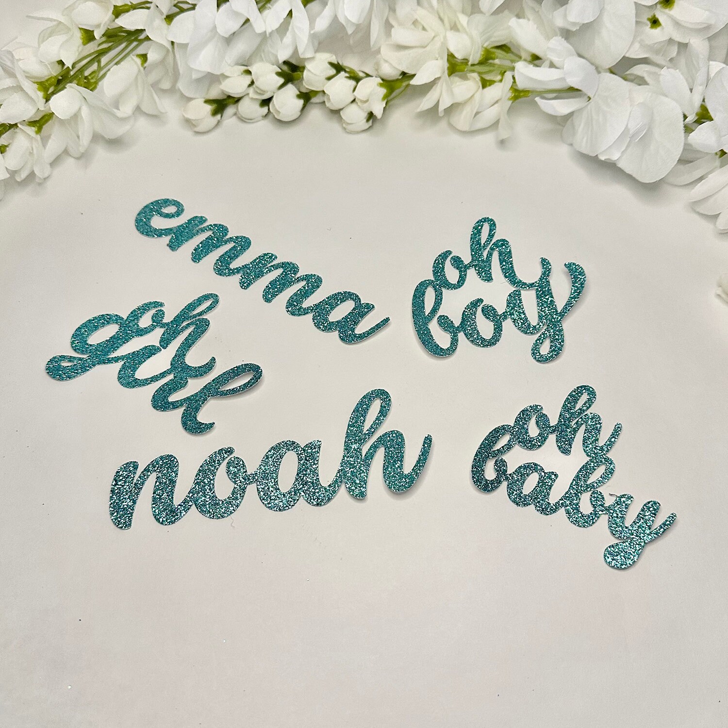 Customizable Sparkly Teal Glitter Baby Shower Decor Photo Prop Mermaid Theme Ocean Shade Sea Wave Vibe Handcrafted Prop Baby