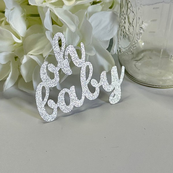 Oh Baby Glitter Decor DIY Baby Shower Theme Shimmer Glamour Sparkling Stylish Table Decoration Centerpiece Idea Party Favor Gender Neutral