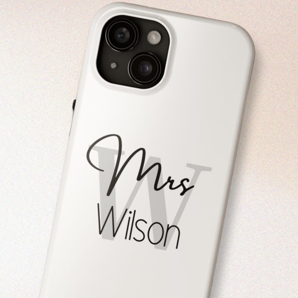 Personalized Mrs Phone Case Bridal Gift Durable iPhone Cover Mobile Protector Smartphone Keepsake Wedding Bride Present Bachelorette Party