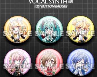 Vocal Synth 01 Holographic Can Badges 1.25&quot;