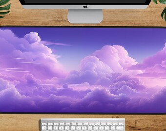 Purple Puffy Clouds Desk Mat Gift Dreamy Comfort for Your Workspace Large Mouse Pad Gift Purple Clouds Desk Pad Keyboard Accessories Gift