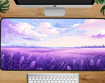 Lavender Desk Mat Gift Flowers Desk Mat Dreamy Floral Aesthetic Office Decor Extended Mousepad Purple Keyboard Desk PadDesk Mat