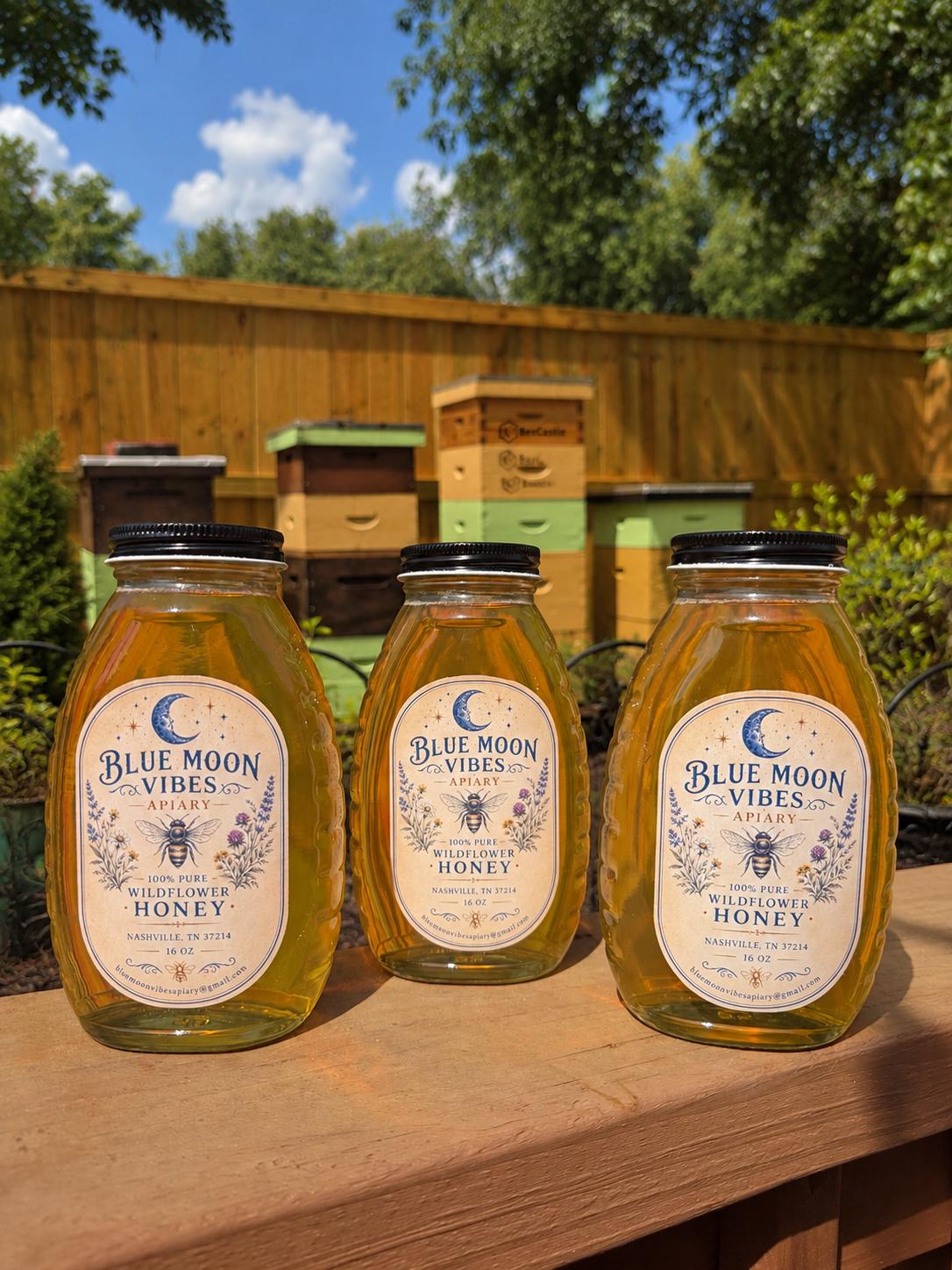 Tennessee Wildflower Honey - Raw Local Nashville Honey, 16 oz Glass Jar