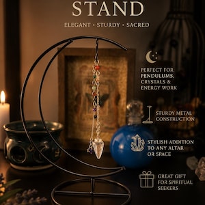 Pendulum Stand - Witch Ball Stand - Crescent Moon Shape - Metal