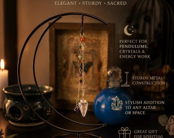 Pendulum Stand - Witch Ball Stand - Crescent Moon Shape - Metal