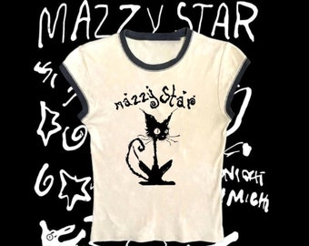 Y2K Mazzy Star Baby Tee 80s 90s 2000s Punk Rock Aesthetic Y2K Shirt Crop Top Y2K Clothing 90s Star Top Y2K Vintage Band Shirts