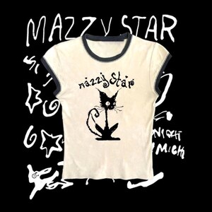 Y2K Mazzy Star Baby Tee 80s 90s 2000s Punk Rock Aesthetic Y2K Shirt Crop Top Y2K Clothing 90s Star Top Y2K Vintage Band Shirts